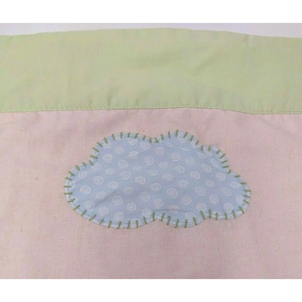 Pottery Barn Kids Embroidered Clouds Peach‎ Green Curtain Valance VTG 44 X 18